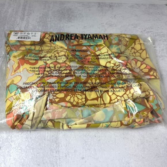 NWT Andrea Iyamah Strata Maxi Dress Strapless Ruffle‎ Tiered US 8 Yellow Print - Picture 3 of 14